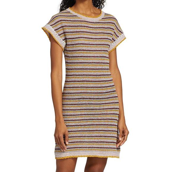 SEE BY CHLOE Dresses & Skirts - NEW SEE BY CHLOE textured summer striped lurex knit dress in tan